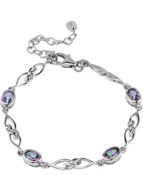 Adjustable Birthstone Bracelet in White/Yellow Gold Plated 925 Sterling Silver
